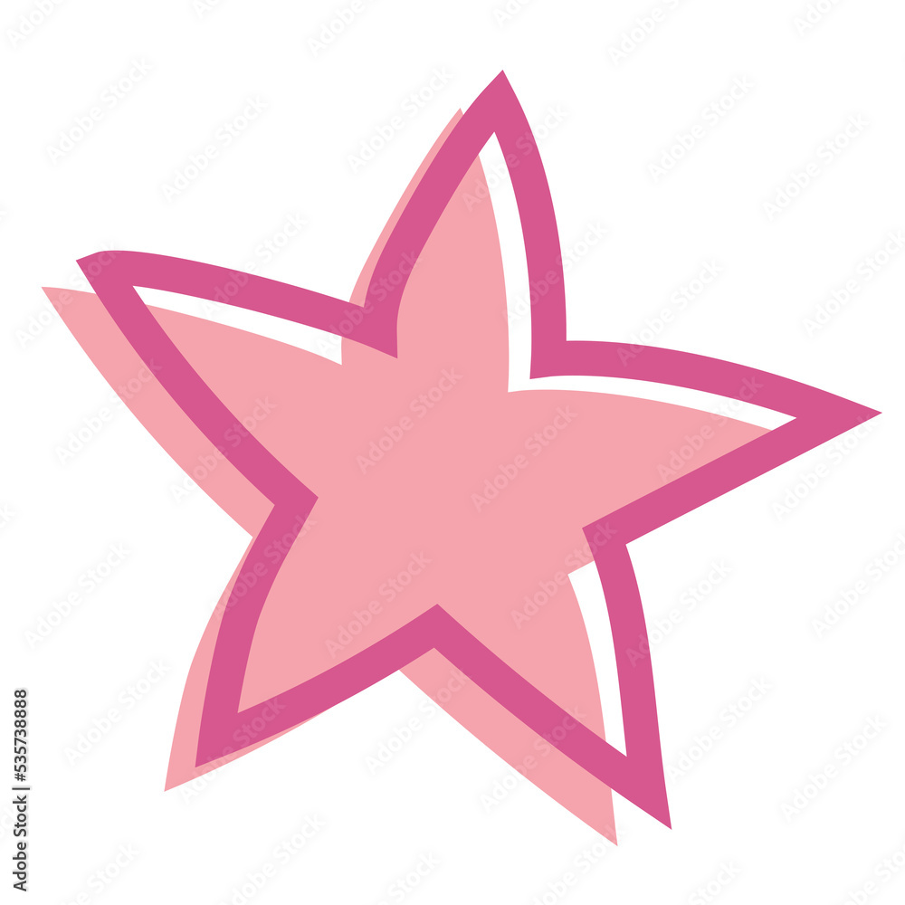 Cute pink star illustration. Hand draw cartoon star for Halloween