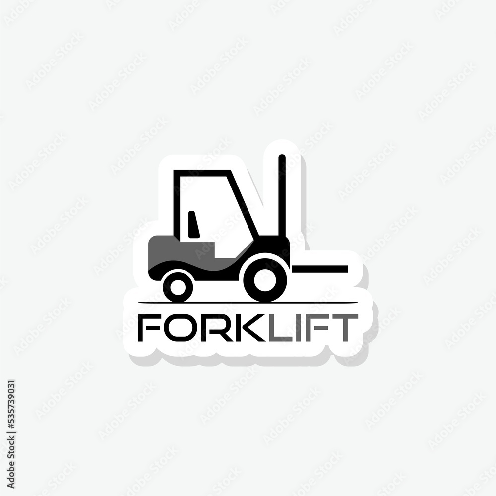 Forklift icon sticker isolated on white background 