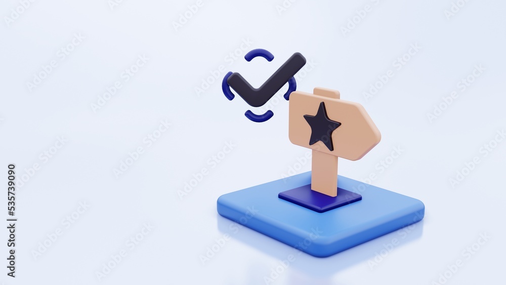 3d illustration approved way with checklist mark 3d illustration approved way with checklist mark