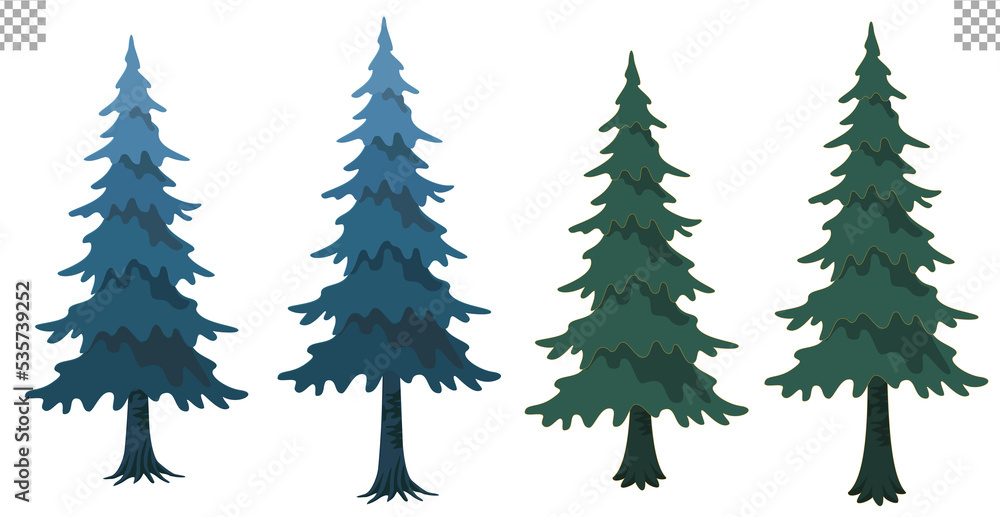 Christmas tree illustration set fir tree transparent background 크리스마스 트리 전나무 blue base
