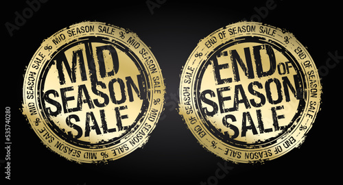 Mid season sale andend of season sale rubber stamps golden imprints photo