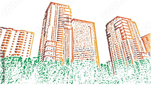 city skyline in the city.abstract city skyline.urban city skyline .City graphic color cityscape skyline sketch illustration vector . 