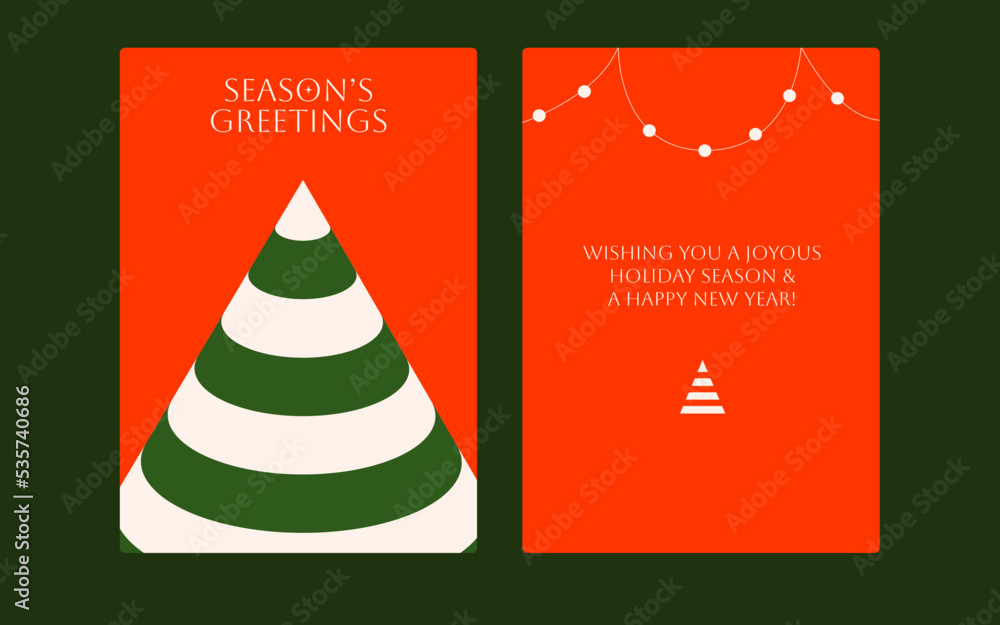 Modern Minimalistic Christmas Cards Cover and Contents. Christmas Card ...