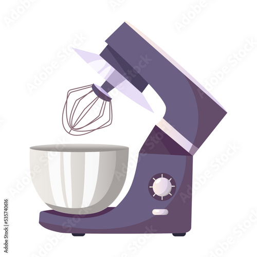 Stand Food Mixer, Kitchen Mixer, Making Mixer, Food Processor,Kitchen Gadget. Cartoon flat vector illustration Background.Stand electric kitchen mixer.Cooking mix smoothie blender bakery
