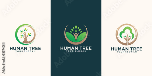 Human tree logo design unique concept Premium Vector Part 7