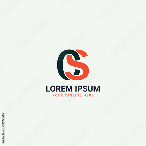 Word CS alphabet letters. CS SC Abstract initial monogram letter alphabet logo design