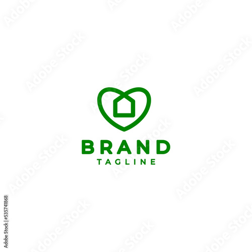 House Icon Inside Heart Symbol Logo Design. Heart and House Symbol In One Icon Logo Design.