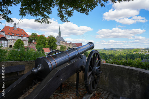 Fügeler Kanone with a view of the city of Warburg. 