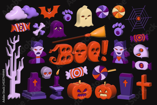 3D Halloween illustration, 3D Halloween cartoon, 3D Halloween vector, 3D Halloween Party, 3D Halloween elements, 3D Halloween assets 