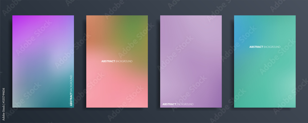 Set abstract gradient blurred background in bright vivid color. Blur vector wallpaper.