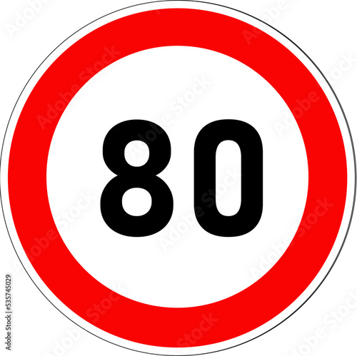 Panneau routier, limitation de vitesse