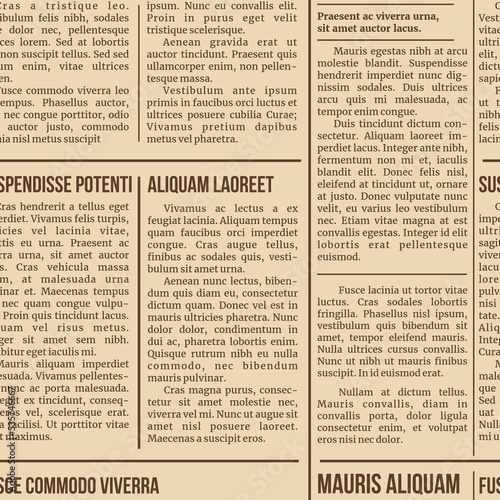 Old newspaper seamless pattern background of text print paper, vector news magazine. Retro newspaper articles collage or clipping newsprint in sepia, headline columns and page fragment pattern
