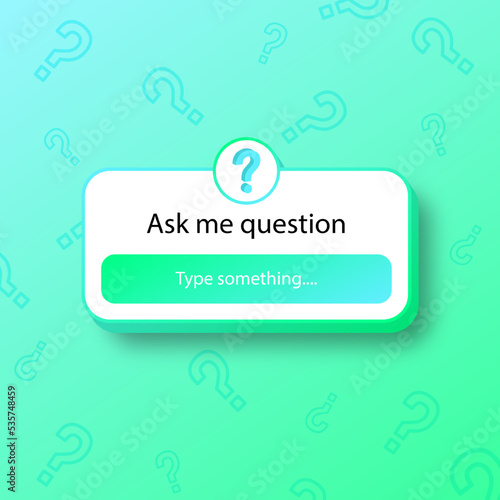 Ask me a question 3d sticker design concept. Question mark background.