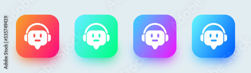 Chat bot solid icon in square gradient colors. Artificial support signs vector illustration.