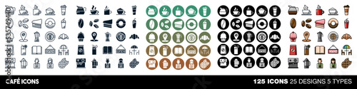 Cafe icons vector set collection graphic design