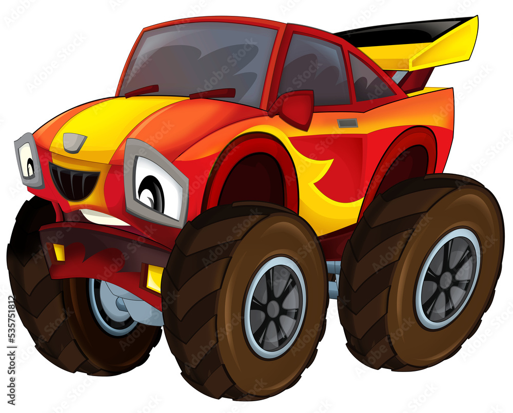 Cartoon funny city sedan sports car isolated illustration for children Cartoon funny city sedan sports car isolated illustration for children