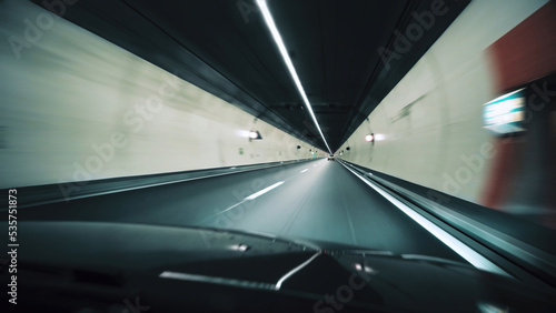 Photos Long tunnel view from inside a car, long exposure