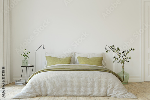 Modern bedroom interior. 3d render. photo