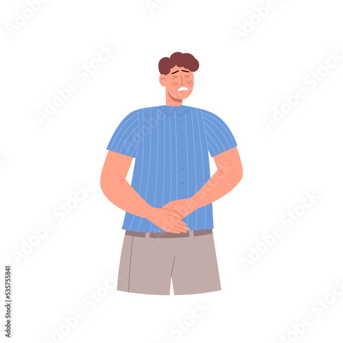 The man has a stomach ache