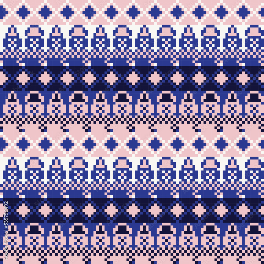 Christmas Snowman Fair Isle Seamless Pattern Design Christmas Snowman Fair Isle Seamless Pattern Design