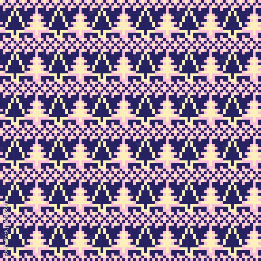 Christmas Tree Fair Isle Seamless Pattern Design Christmas Tree Fair Isle Seamless Pattern Design