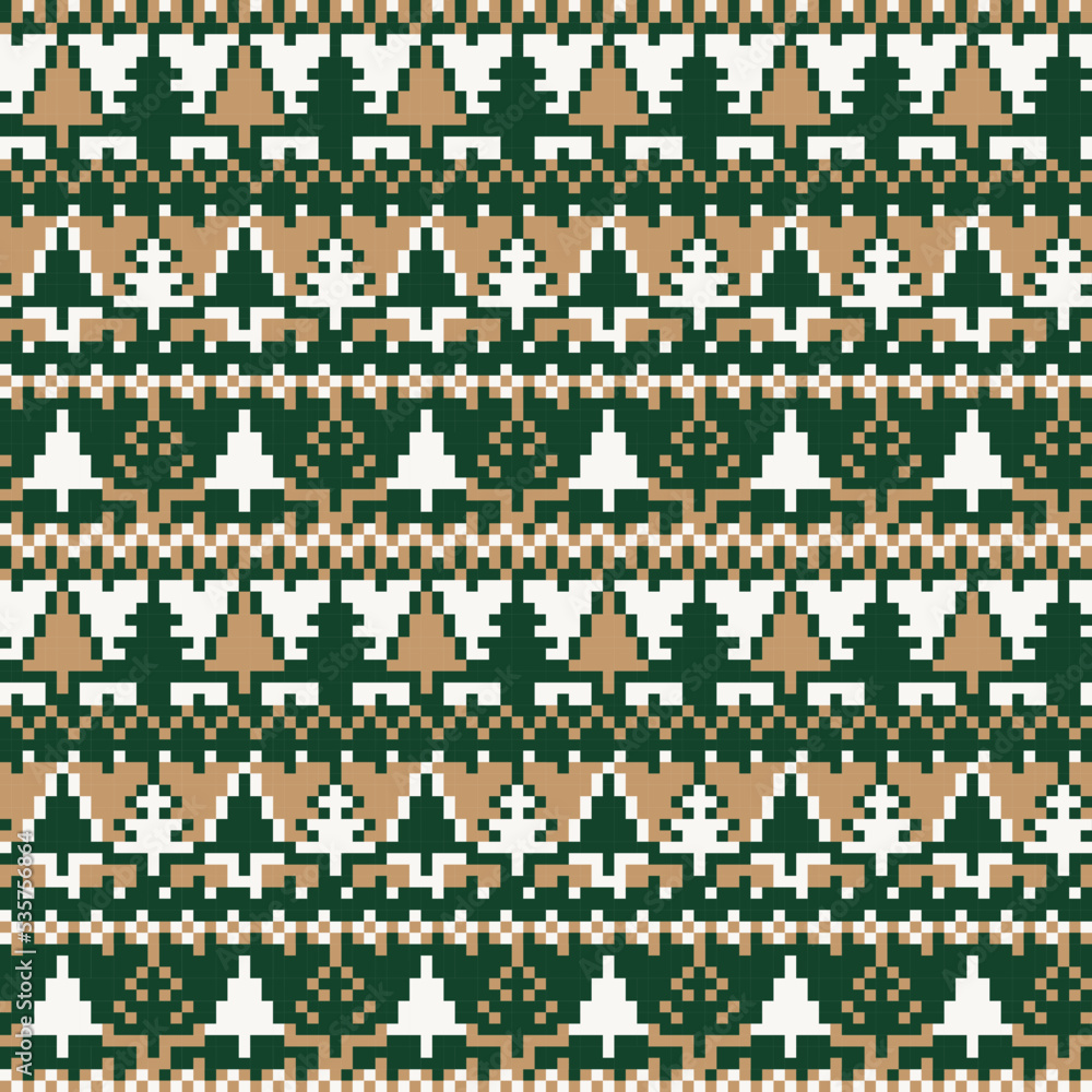 Christmas Tree Fair Isle Seamless Pattern Design Christmas Tree Fair Isle Seamless Pattern Design