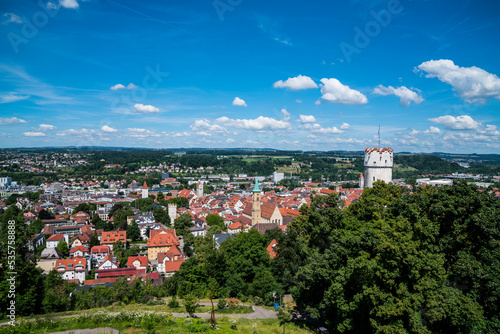 Germany, Panorama view above ravensburg city skyline of the beautiful village in summer with blue sky