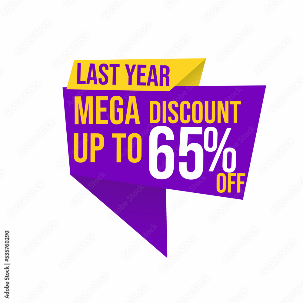 mega discount up to 65 percent last year with floating ribbon banner for promotions and offers. mega discount up to 65 percent last year with floating ribbon banner for promotions and offers.
