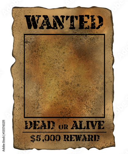 Wanted poster old west vintage style aged sepia color with box for text