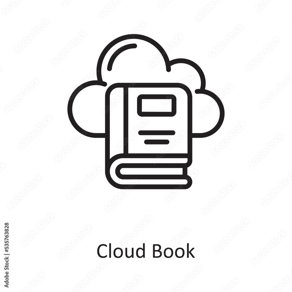Cloud Book Outline Vector Icon Design illustration on White background. EPS 10 File Cloud Book Outline Vector Icon Design illustration on White background. EPS 10 File