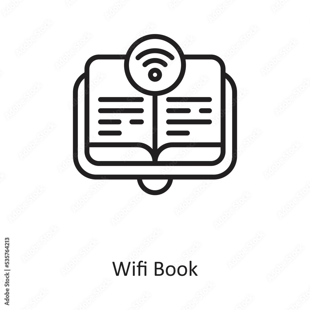 Wifi Book Outline Vector Icon Design illustration on White background. EPS 10 File Wifi Book Outline Vector Icon Design illustration on White background. EPS 10 File