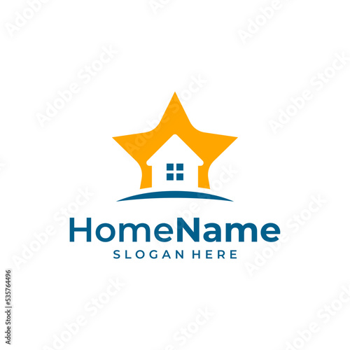 Star home logo illustration template. House star logo design concept vector