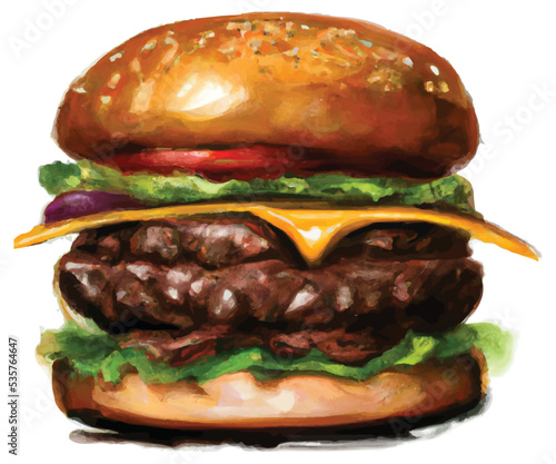 Realistic delicious hamburger isolated