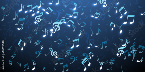 Music note symbols vector background. Melody