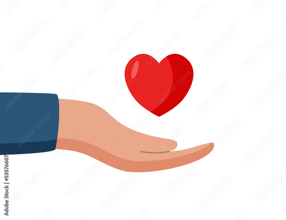 Hands hold the heart. Vector illustration, concept of tenderness caring love. Hands hold the heart. Vector illustration, concept of tenderness caring love.