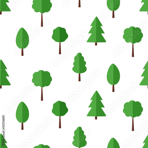 Seamless Pattern Set of trees with a green crown  vector illustration of a tree icon.