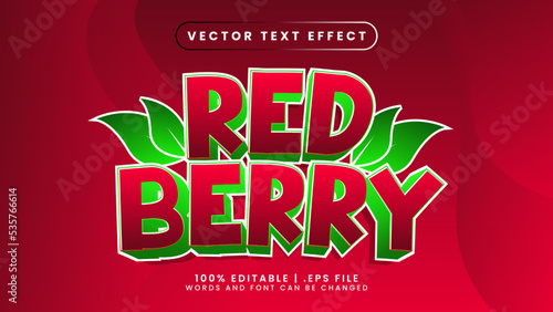 red berry editable text effect with green and maroon text style