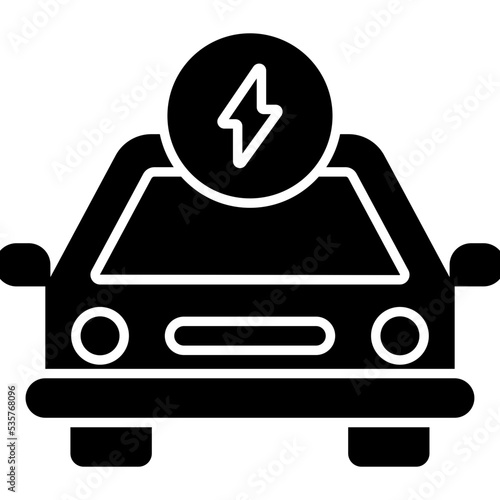 Conceptual solid design icon of electric car