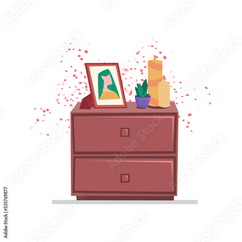 Bedside table vector illustration isolated on white background.