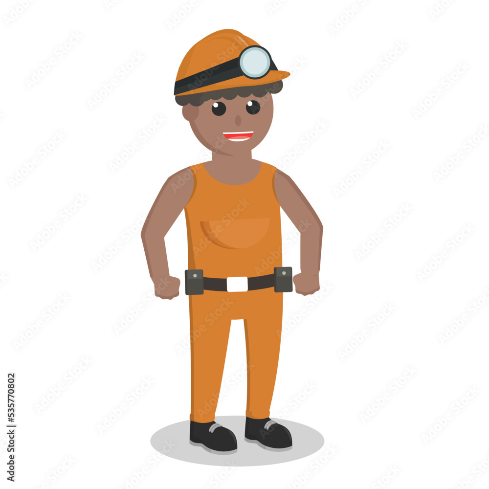 Miner african standing pose design character on white background