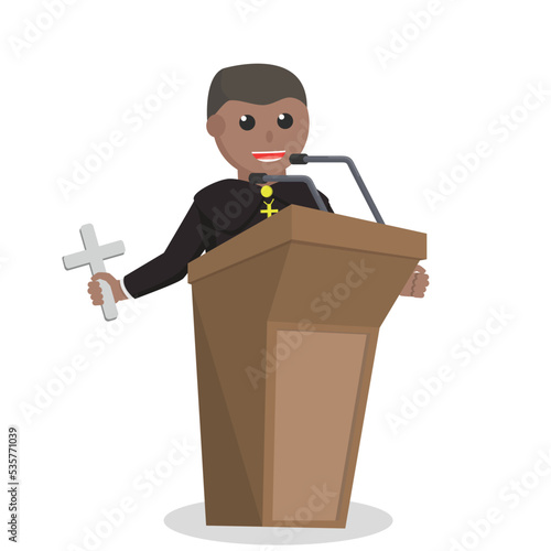 priest african giving speech information design character on white background