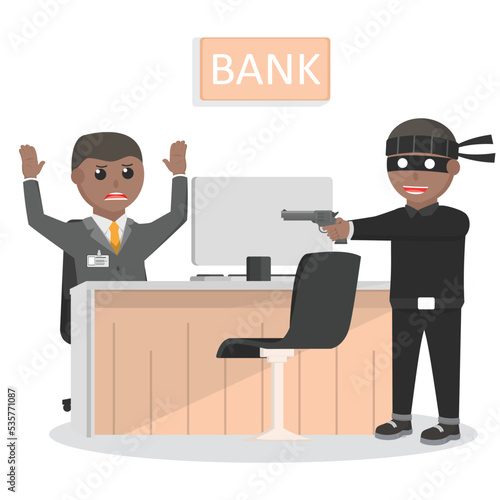 robber african robbing bank design character on white background