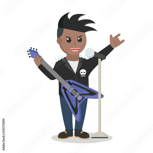 rock singer african appear on stage design character on white background photo