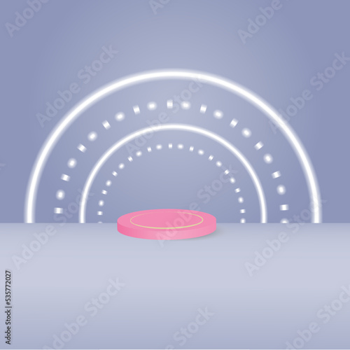 Fototapeta Naklejka Na Ścianę i Meble -  he highlight is the. podium display for product presentation branding and packaging presentation geometric background minimal abstract .3d podium square neon pink grey.