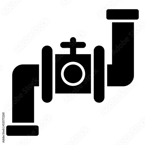 Glyph design icon of plastic pipe valve 
