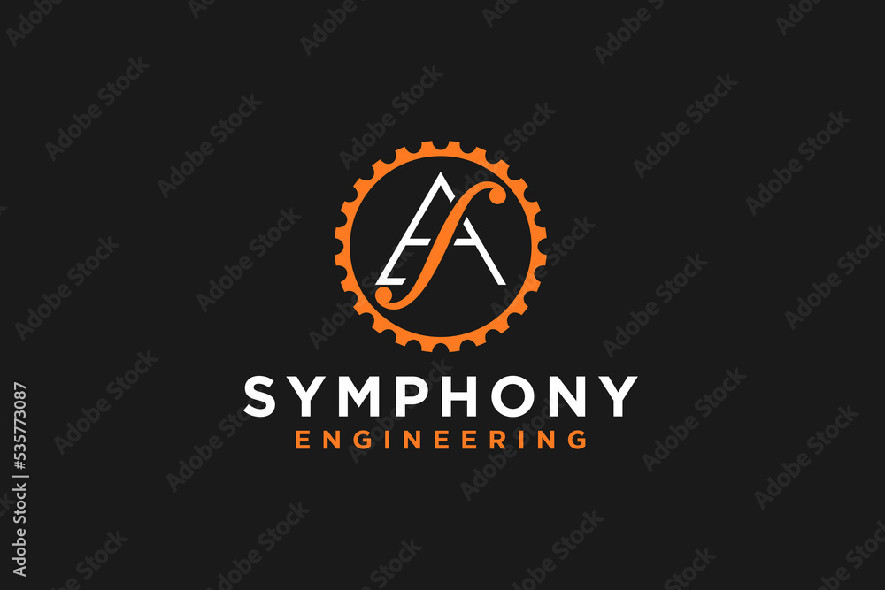 Obraz premium A letter initial logo design with cog gear icon symbol industry illustration