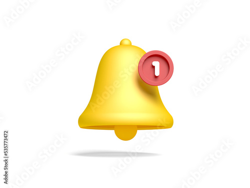 Fotografie, Obraz Yellow notification bell isolated on white background