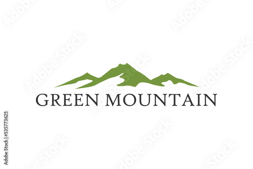 Landscape Hills logo design Mountain Peak Simple Vector illustration green nature