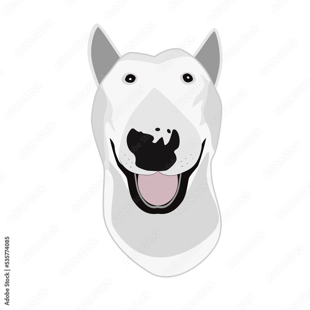 Bullterrier vector portrait of dog English bull terrier. Modern dog breeds illustration. Interior poster template. Bullterrier vector portrait of dog English bull terrier. Modern dog breeds illustration. Interior poster template.