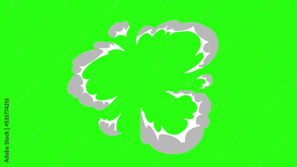 Loop animation smoke with comic style on green screen background Loop animation smoke with comic style on green screen background